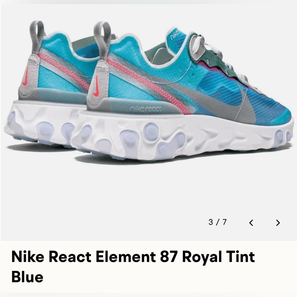 Nike React Element 87 AQ1090-400 Mens Sneakers 10 US Shoes Royal Tint - NWT.